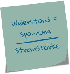 Formel für Büroorganisation: Widerstand = Spannung / Stromstärke
