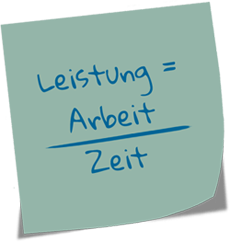 Formel für Büroorganisation: Leistung = Arbeit / Zeit